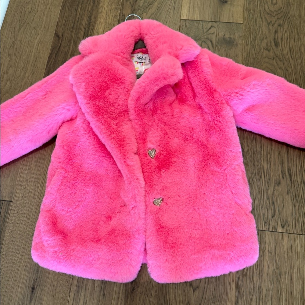 Lola + The Boys Vibrant Pink Fuzzy Coat